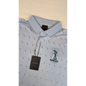 Dunning Golf Polo Mens Medium Light‎ Blue Black Dashes Maxfli Coolmax w/Logo NWT